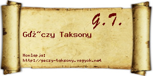 Géczy Taksony névjegykártya